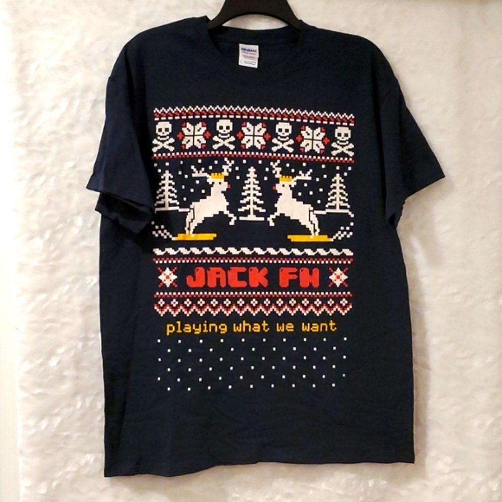 JACK FM Los Angeles radio station Christmas themed tee shirt Lg. Rock Concert